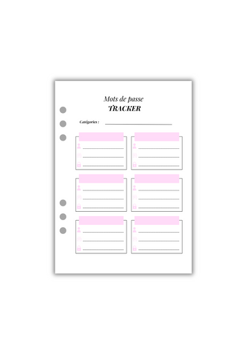 Page Mots de Passe Tracker (Recto-Verso)