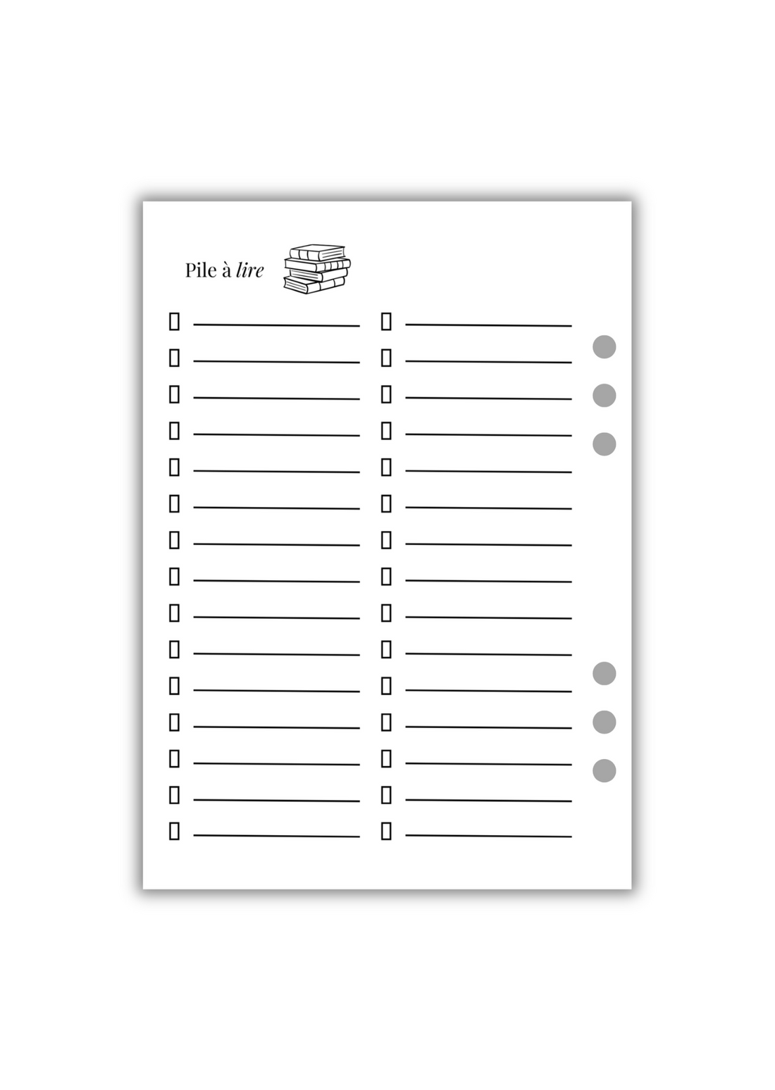 Page Pile à Lire (Recto-Verso)