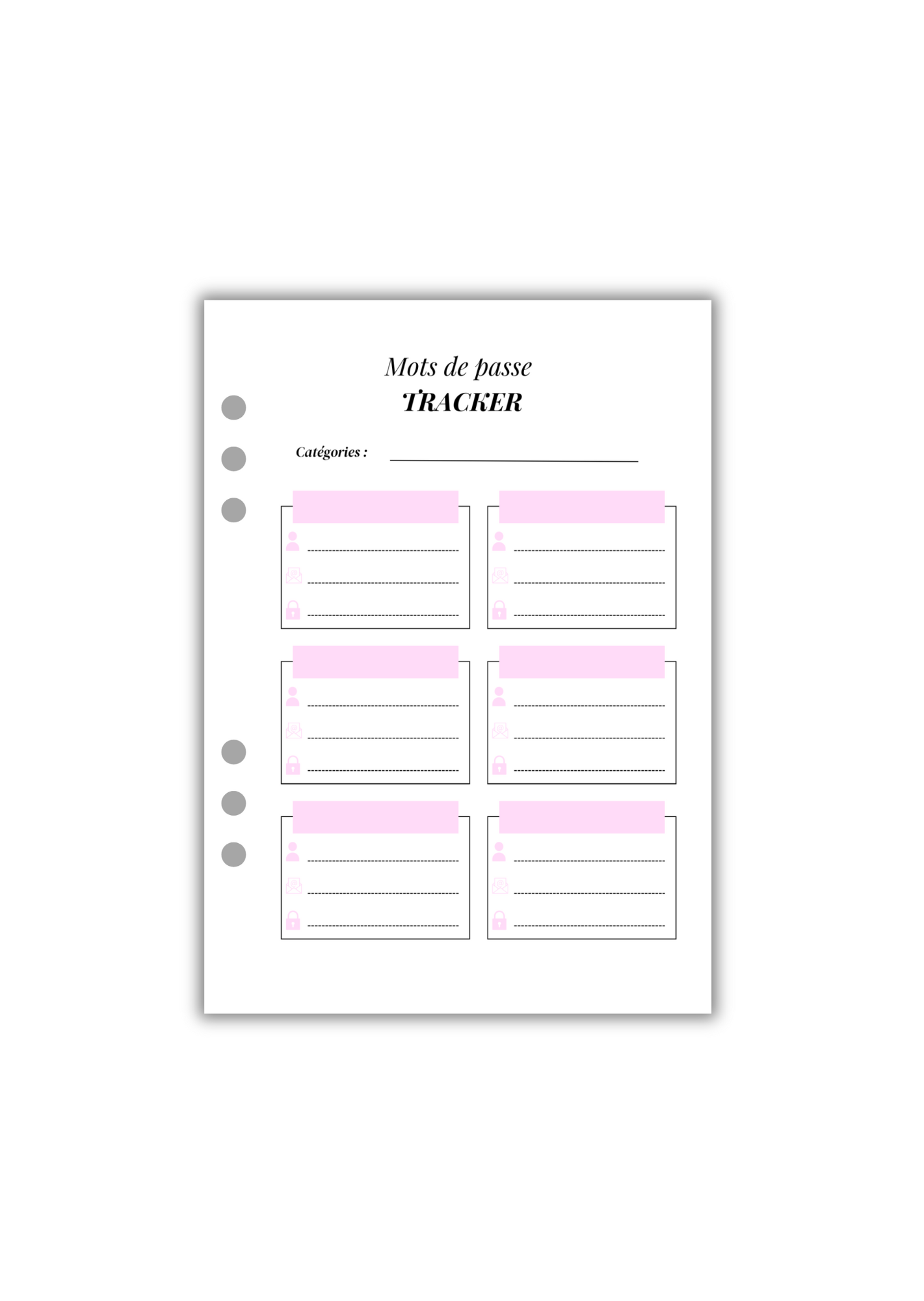 Page Mots de Passe Tracker (Recto-Verso)
