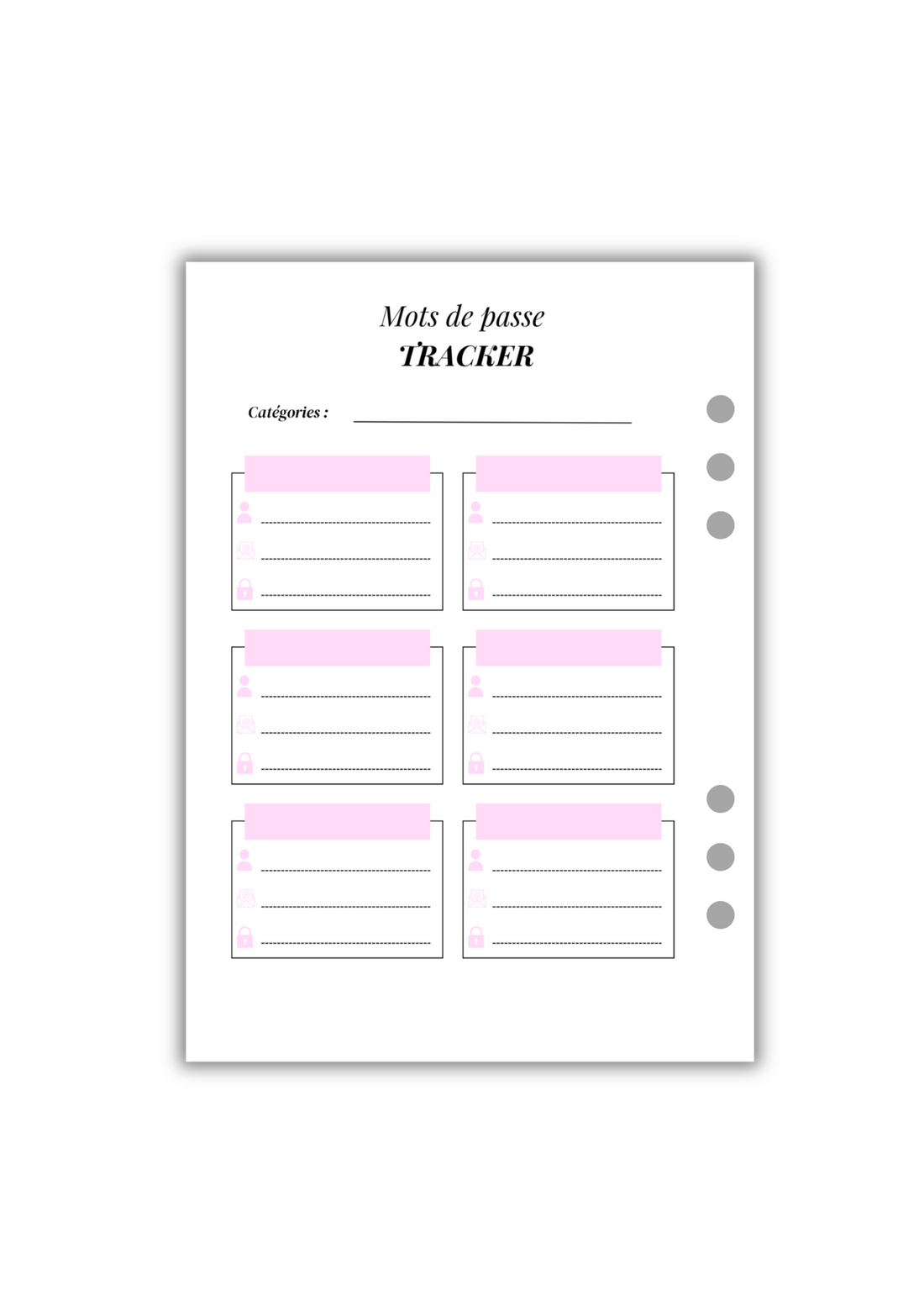 Page Mots de Passe Tracker (Recto-Verso)