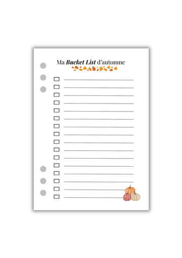 Page Ma bucket list d'automne
