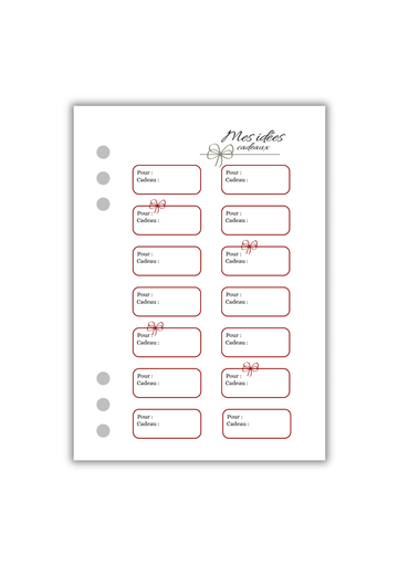 Page Idées Cadeaux (Recto-Verso)