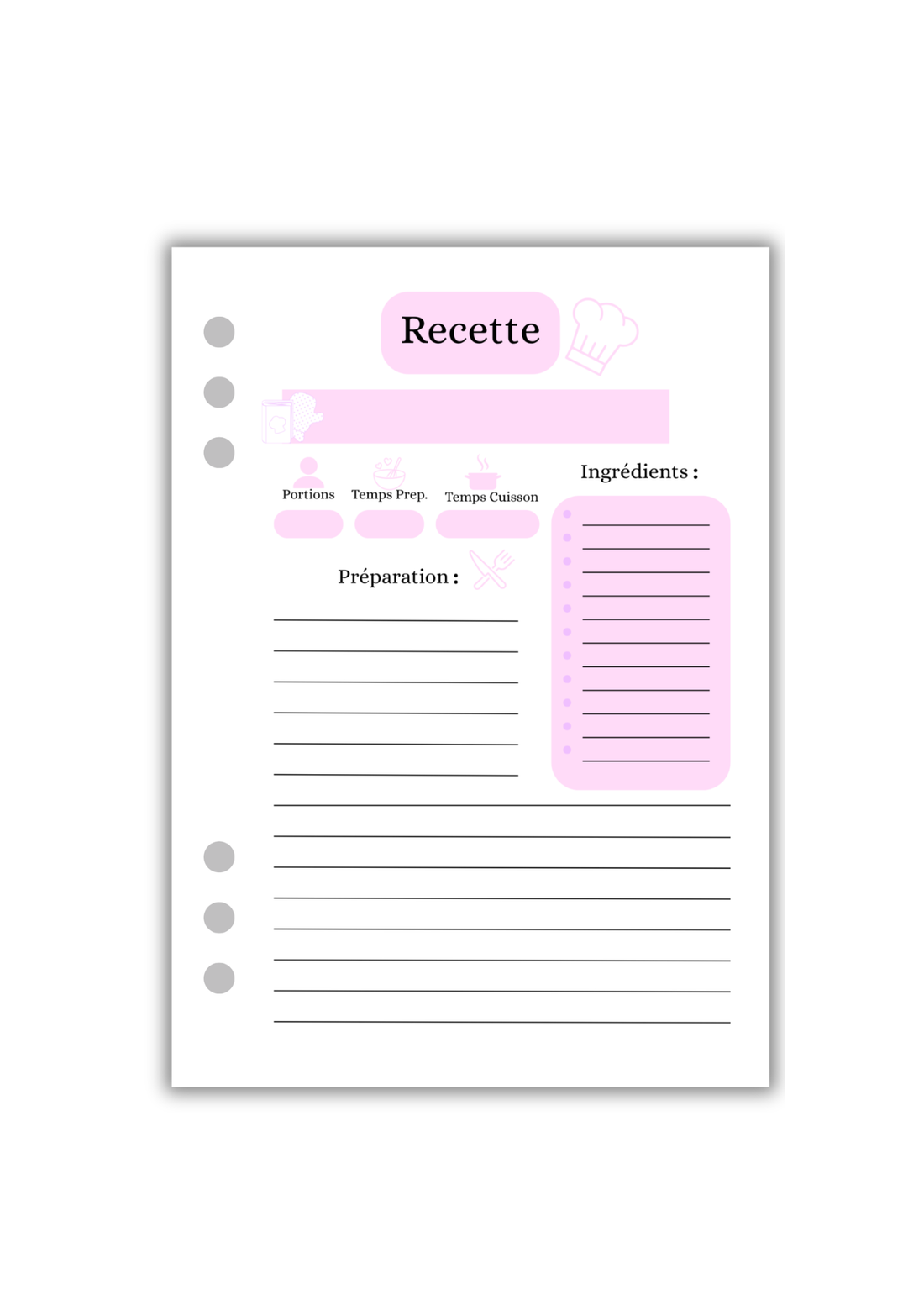 Page Recette (Recto-Verso)