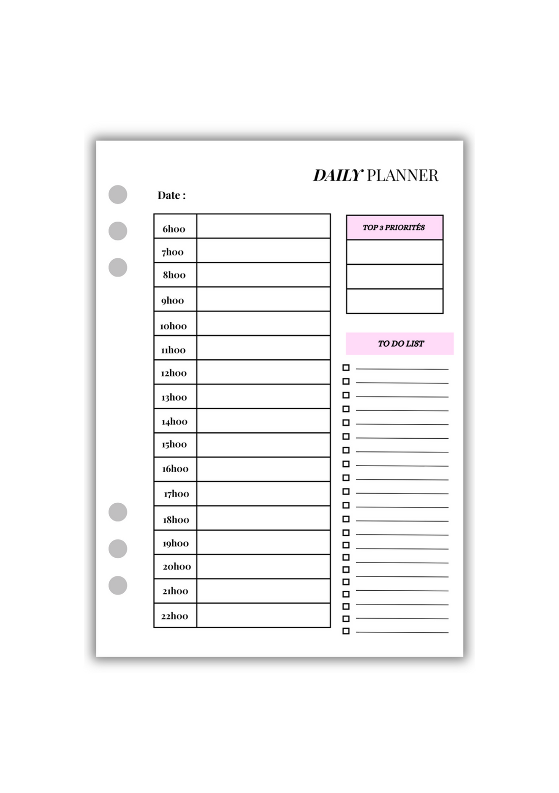 Daily planner ( Recto-Verso )