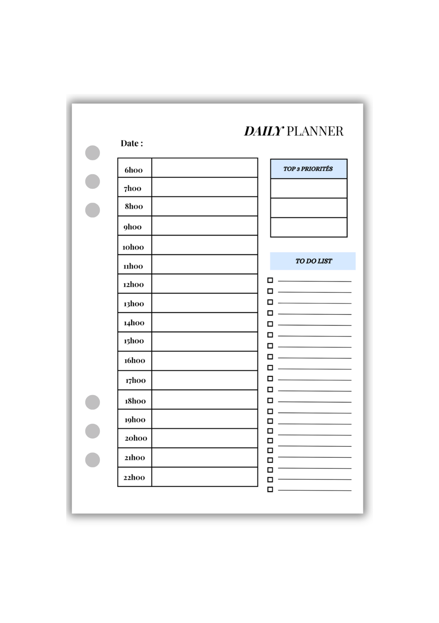 Daily planner ( Recto-Verso )