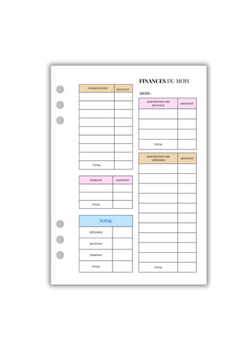 Page Finances du Mois