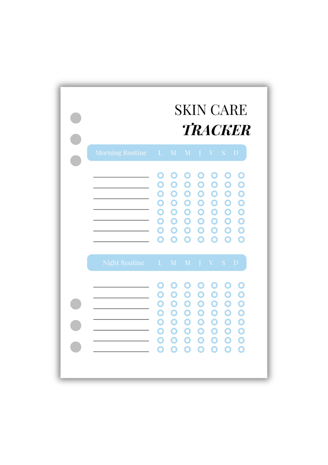 Skin Care Tracker (Recto-Verso)