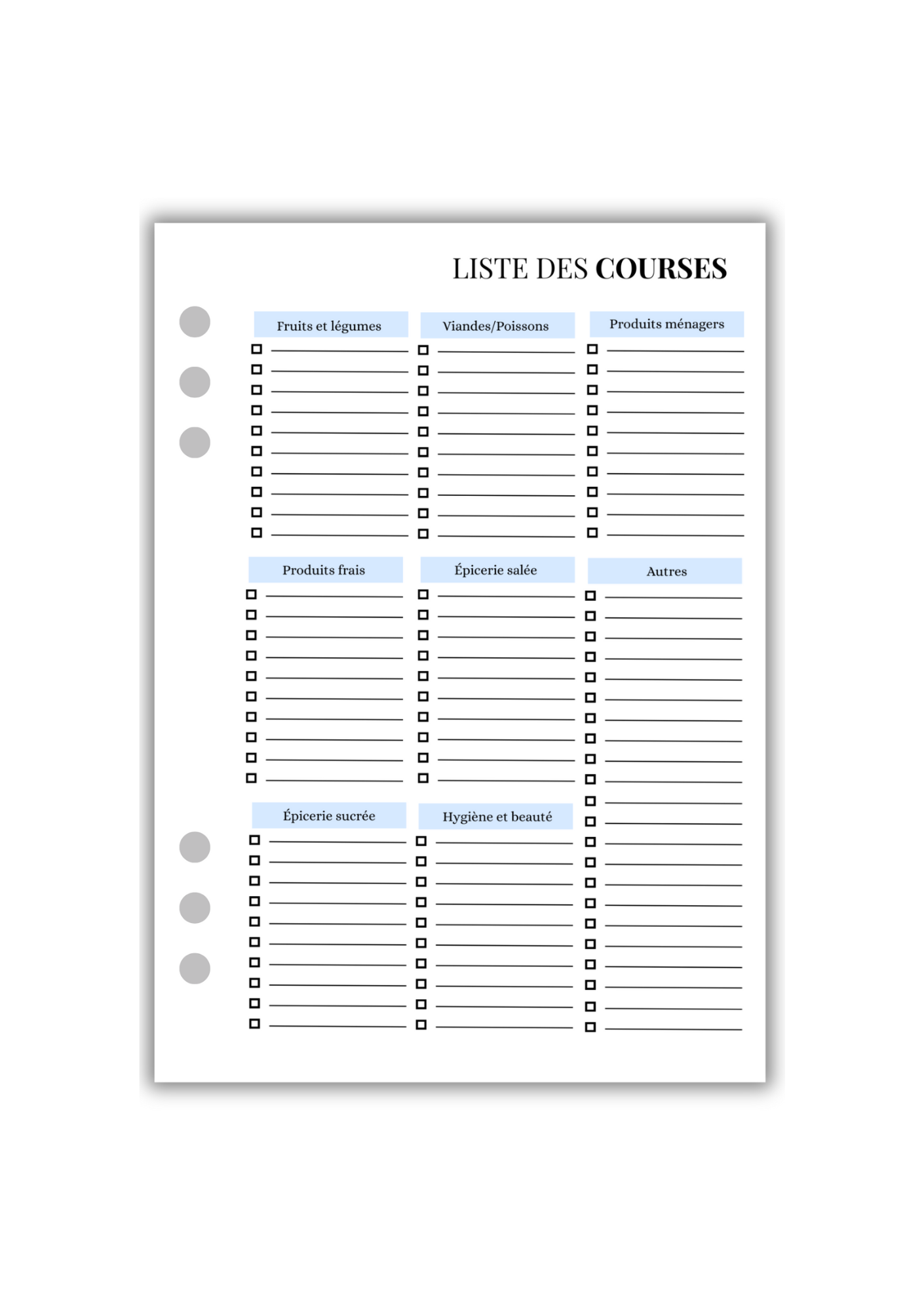 Page Listes des courses